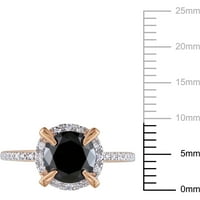 Carat TW diamant alb-negru 10kt Aur Roz Halo inel de logodna