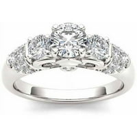 1-Carat T. W. diamant trei pietre 14kt aur alb inel de logodna