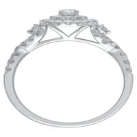 Carat T. W. Brilliance bijuterii Fine inel de logodnă cu diamant tăiat Oval din Aur Alb de 10kt, Mărimea 7