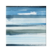 Stupell Industries peisaj cu dungi albastre vii Abstract vedere la Ocean Galerie de pictură învelită pe pânză imprimată artă de