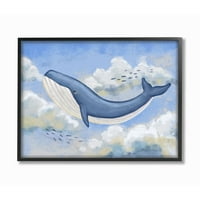Camera copiilor de Stupell Flying Whale Animal albastru Pastel copii pepinieră pictură încadrată artă de perete de Ziwei Li