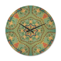 Designart 'Pinapple Ornament Oriental Mandala' Vintage Lemn Ceas De Perete