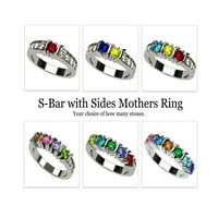 Nana s-Bar W Sides mame inel de zi 1to cadou Multi-piatră-argint Sterling-Dimensiune 8.5-piatră femei