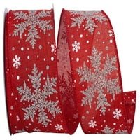 Hârtie Fulg De Zăpadă panglică de Crăciun, roșu & argintiu, In, 2,5 în 10yd, 1 pachet