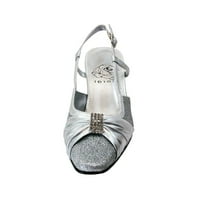 Alba femei lățime largă Rochie Slingback Pantofi metalici cu Ornament de argint 6.5