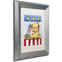 Marcă comercială Fine Art Patriotic Bear Canvas Art de Jennifer Nilsson, alb mat, cadru argintiu