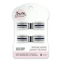 Gwen Studios 3 8 grosgrain Ribbon, alb cu dungi Taffy Bleumarin, curți
