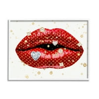 Stupell Industries elegant roșu Glam Lips ruj bijuterie model înrămate Wall Art, 11, Design de Madeline Blake