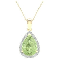 Imperial Gemstone 10k Galben Aur pere tăiat verde ametist CT TW diamant Halo Pandantiv colier