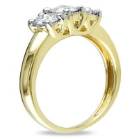 Carat T. W. diamant 14k aur galben trei pietre inel de logodna