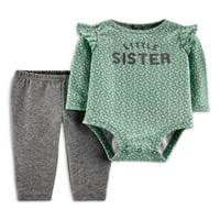 Carter ' s Child Of Mine Baby Girl Long Sleeve Little Sister body & pantaloni, Set de ținute