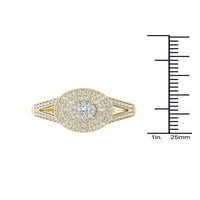Carat T. W. diamant dublu Halo Cluster 10kt aur galben inel de logodna