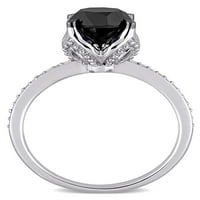 Carat T. W. diamant alb-negru 14kt inel de logodna din Aur Alb