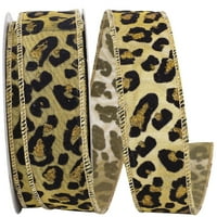Hârtie Jaguar Spots Deluxe Tissue Silk Mesh panglică de margine cu fir, auriu și negru , 1,5 în 10yd, per pachet