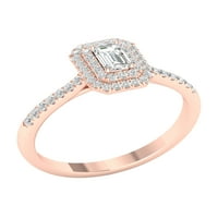Imperial Ct TDW smarald diamant dublu Halo inel de logodna din Aur Roz 10k