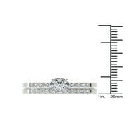 Carat T. W. diamant clasic 10kt aur alb inel de logodna Set