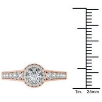 Carat T. W. diamant single Halo 14kt inel de logodna din Aur Roz