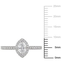Carat T. W. diamant 14kt Aur Alb Marquise Halo inel de logodna