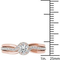 Carat T. W. diamant single Halo 10kt inel de logodna din Aur Roz