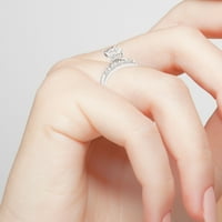 Vow & Forever personalizate Bridal Platinum peste Sterling Silver pătrat alb Topaz 2 piese gravate inel de nunta Set