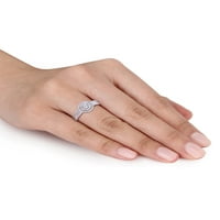 Miabella Carat T. W. diamant 14k aur alb dublu Halo inel de logodna