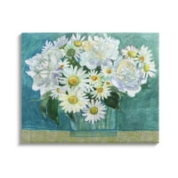 Stupell Industries flori albe mixte flori stratificate colaj desen pictură Galerie învelită pânză imprimare artă de perete, Design de Maret Hensick