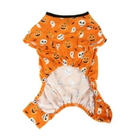 Haine vibrante pentru câini de Halloween, pijama fantomă de dovleac portocaliu, pentru câini, mărime medie