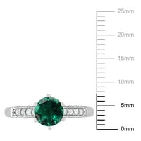 Miabella femei Carat creat Emerald Carat diamant 10kt aur alb inel de logodna