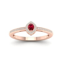 Imperial Gemstone 10k Rose aur Marquise Cut Ruby 1 10CT TW diamant Halo femei Inel