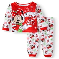 Minnie Mouse Crăciun Cu Mânecă Lungă Pijamale Strâmte, Set