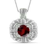 JewelersClub Carat T. G. W. Granat Și Diamant Alb Accent Pandantiv Din Argint Sterling, 18