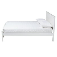 Baxton Studio Neves pat clasic și tradițional din lemn finisat alb cu platformă Queen Size