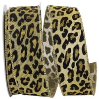 Hârtie Jaguar Spots Deluxe Tissue Silk Mesh panglică de margine cu fir, auriu și negru , 2,5 în 10yd, per pachet