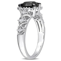 Carate TW diamant alb-negru 14kt Aur Alb Halo Vintage inel de logodna