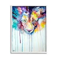 Stupell Industries Cool colorat mare pisică leu portret Animal pictură în acuarelă, 20, Design de Marc Allante