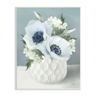 Stupell Industries maci albi orhidee mici floare vază geometrică, 19, Design de House Fenway