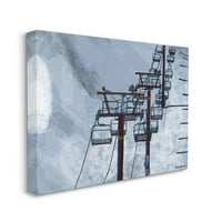 Stupell Home D Motorcor Ski Lift cer albastru pictură pe pânză artă de perete de Karen Dreyfus