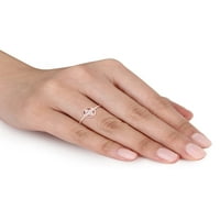 Inel de promisiune geometrică din aur roz cu accent diamant de 10kt