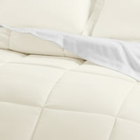 Lenjerie nobilă pat din fildeș din 8 piese într-o pungă set de lenjerie de pat din microfibră, Twin Xl