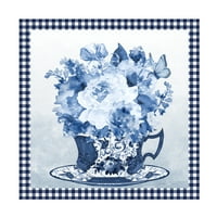 Jean Plout 'Blue Teacup Bouquet E' Canvas Art