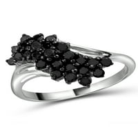 Bijuteriiclub 0. Argint Sterling 1. Carate inel cu diamant negru pentru femei