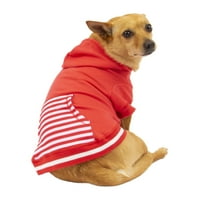 Hoodie de buzunar cu dungi roșii vibrante pentru câini sau pisici